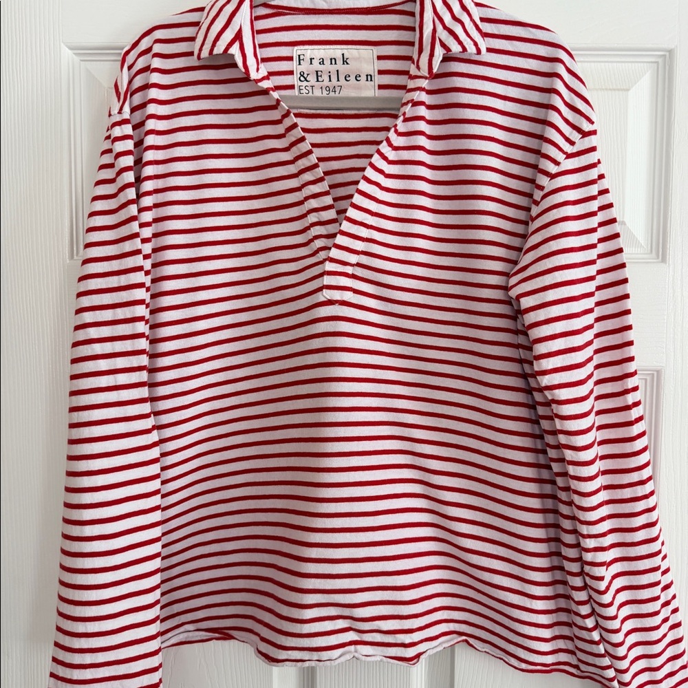Frank & Eileen Tee Lab Red Stripe Popover Top Size L